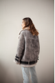 Women's jacket made of natural gray sheepskin in VINTAGE style